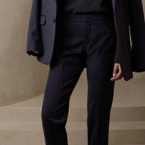 NWT Banana Republic Slim Straight Ankle Pants Flat front Italian Wool Navy Sz 20